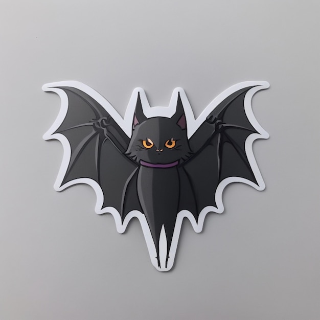 A minimal cartoon black bat sticker set against a crisp white background