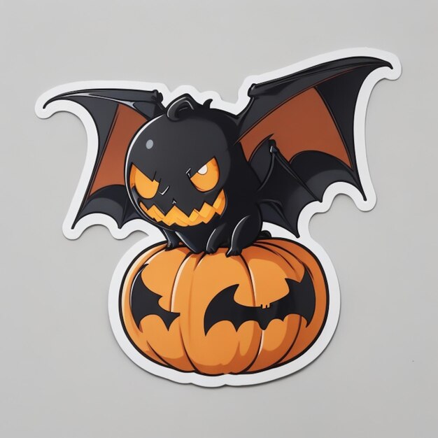 A minimal cartoon black bat sticker set against a crisp white background