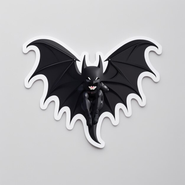 A minimal cartoon black bat sticker set against a crisp white background