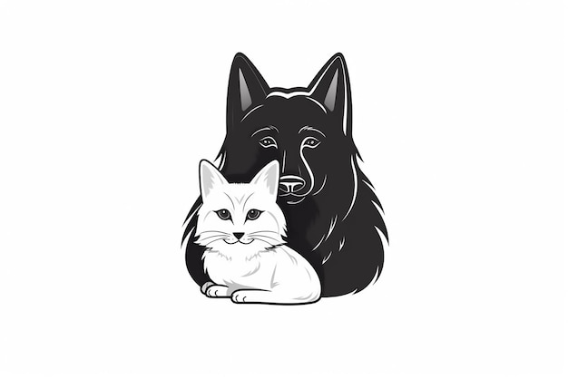 minimal cat and dog animal logo