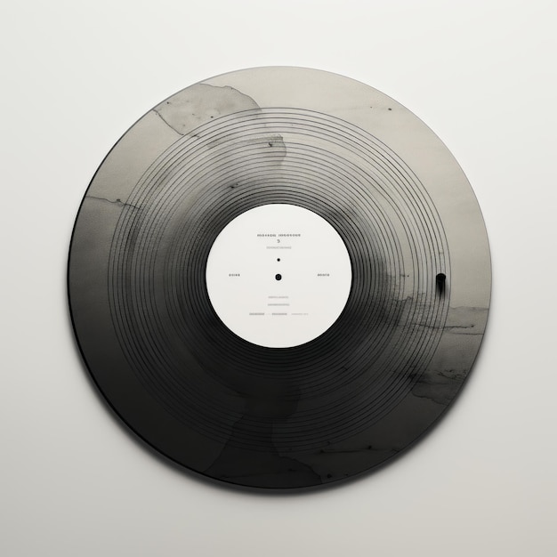 Minimal Circular Design For Black And White Vinyl Record