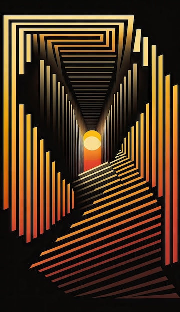 Минимальная цветная абстракция геометрический дизайн плаката на черном Генеративный AI