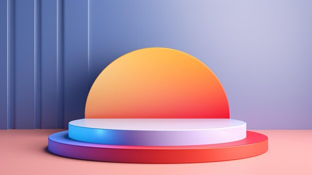 Minimal colorful rainbow gradient podium and scene