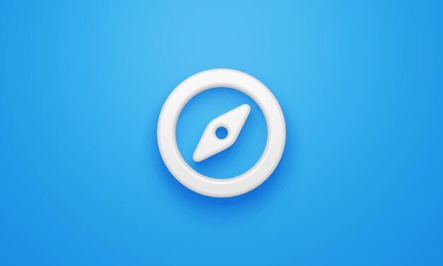 Minimal compass symbol on blue background 3d rendering