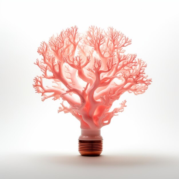 Foto minimal coral lamp bulb ispirato alla natura con stile photobashing