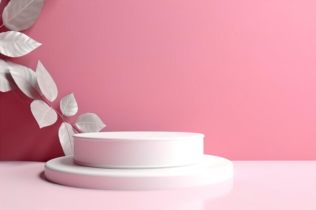 Photo minimal cosmetic background for pink product presentation