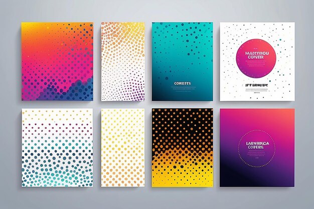 Minimal covers design Halftone dots colorful design Future geometric patterns1