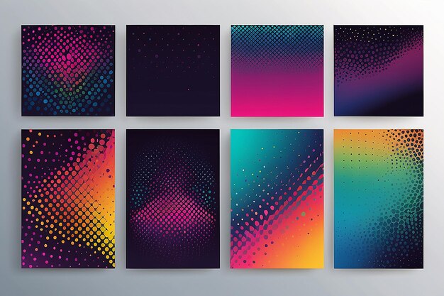 Minimal covers design Halftone dots colorful design Future geometric patterns1