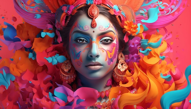 Minimal creative 3D Indian Holi poster design