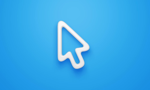 Photo minimal cursor symbol on blue background 3d rendering