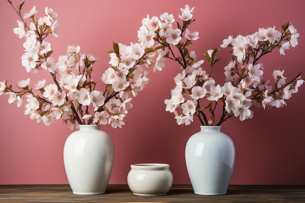 Minimal Decor Touch Blank Frame with Flower Vases