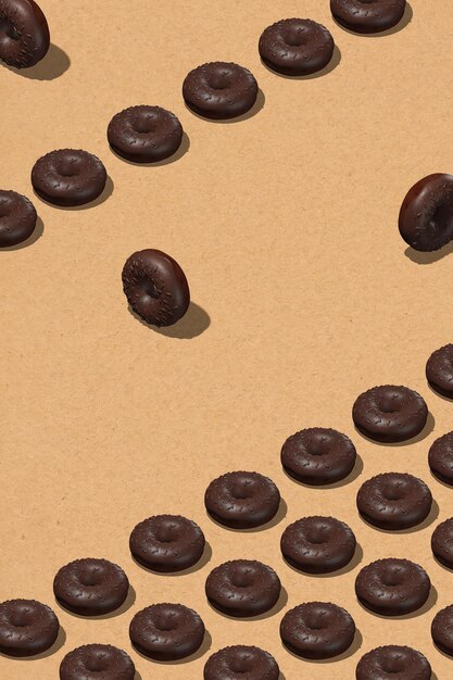 Minimal design 3d render chocolate donuts