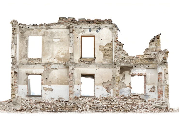 Photo minimal destroyed building architecture ruins