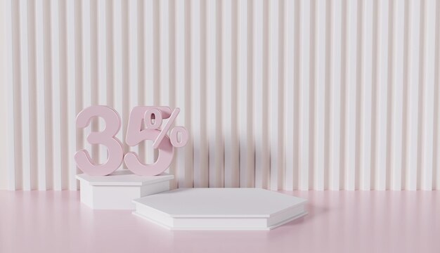 Minimal Display Podium Product with 35 Percent on Pink Background