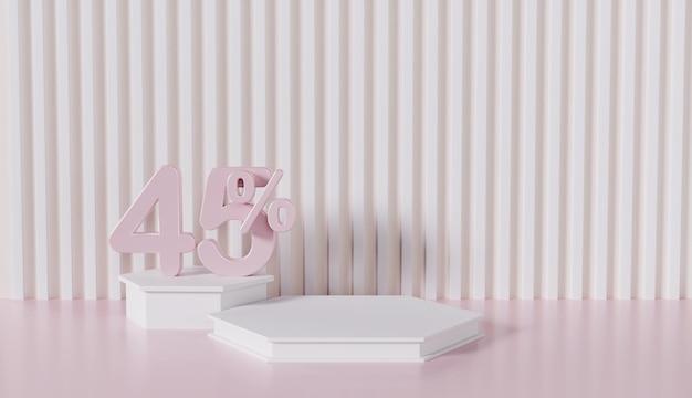 Minimal Display Podium Product with 45 Percent on Pink Background