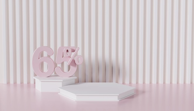 Minimal Display Podium Product with 65 Percent on Pink Background