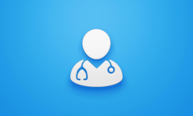 Photo minimal doctor symbol on blue background 3d rendering