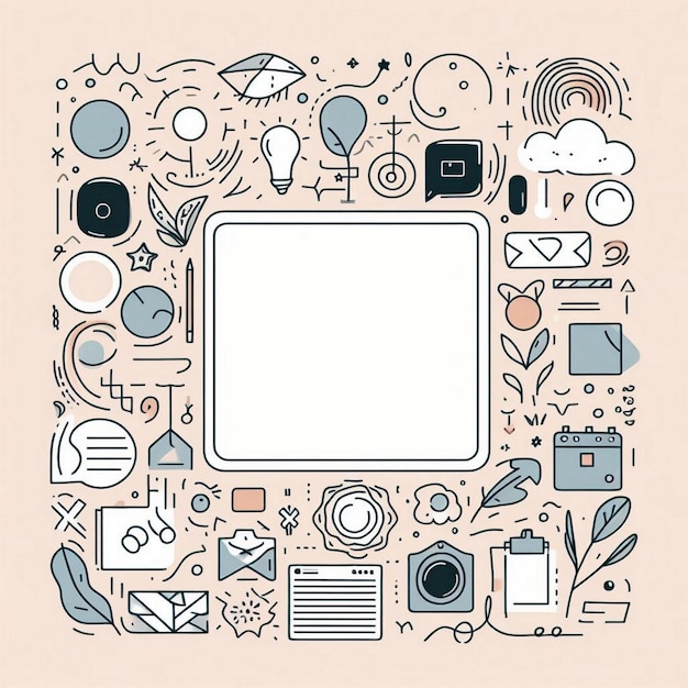 Photo minimal doodle frame background social story highlight