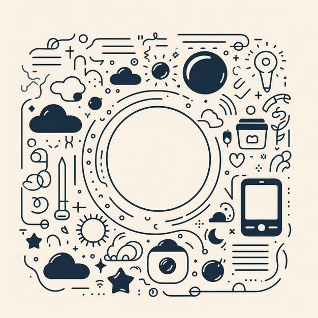 Foto minimal doodle frame background social story highlight