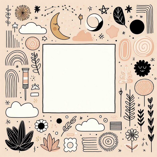 Photo minimal doodle frame background social story highlight