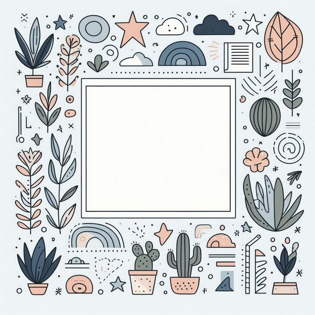 Photo minimal doodle frame background social story highlight