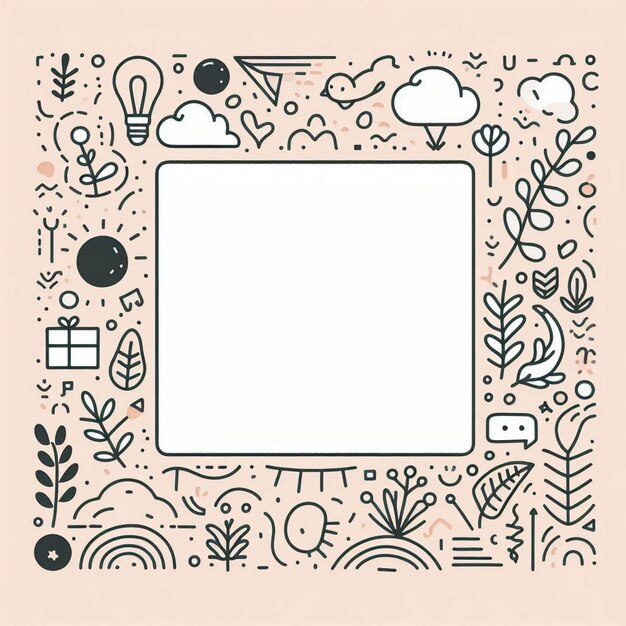 Photo minimal doodle frame background social story highlight