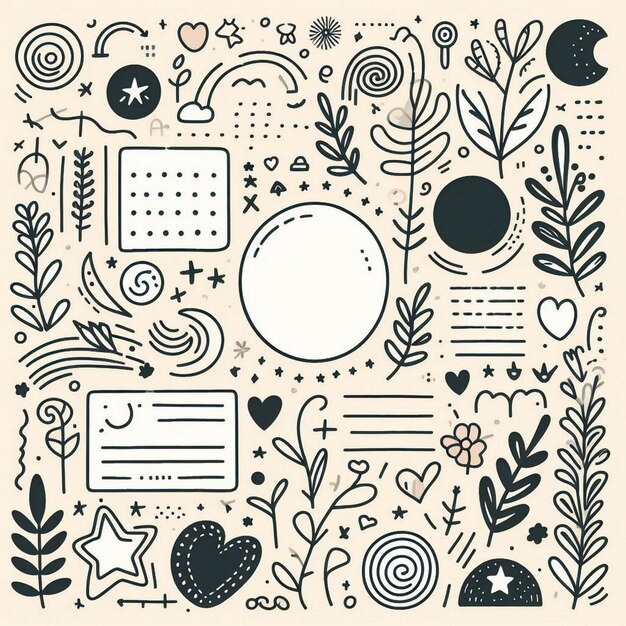 Foto minimal doodle frame background social story highlight