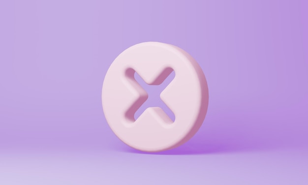 Minimal error symbol on purple background 3d rendering