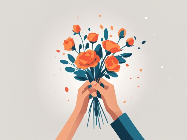 minimal flat vector illustration Giving flowers