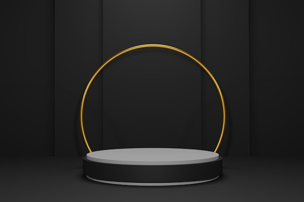 minimal geometric podium on dark background for product presentation 3d rendering
