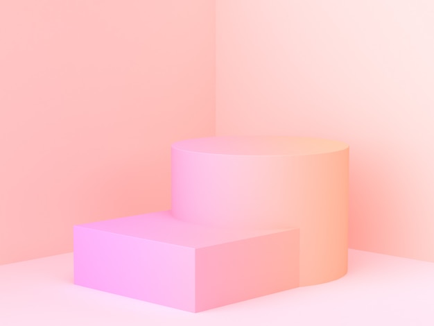 minimal gradient podium abstract wall corner scene 3d rendering