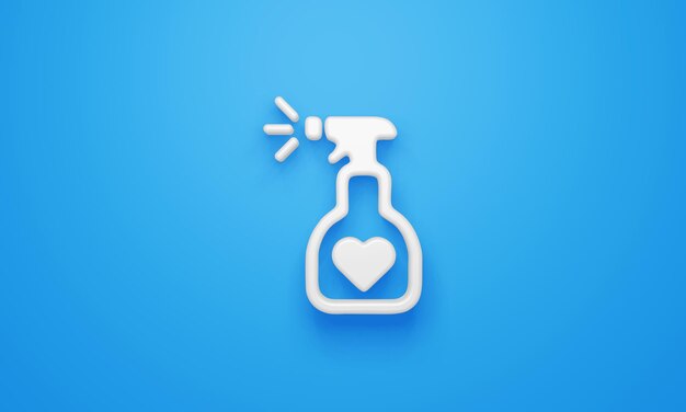 Photo minimal heart spray symbol on blue background 3d rendering