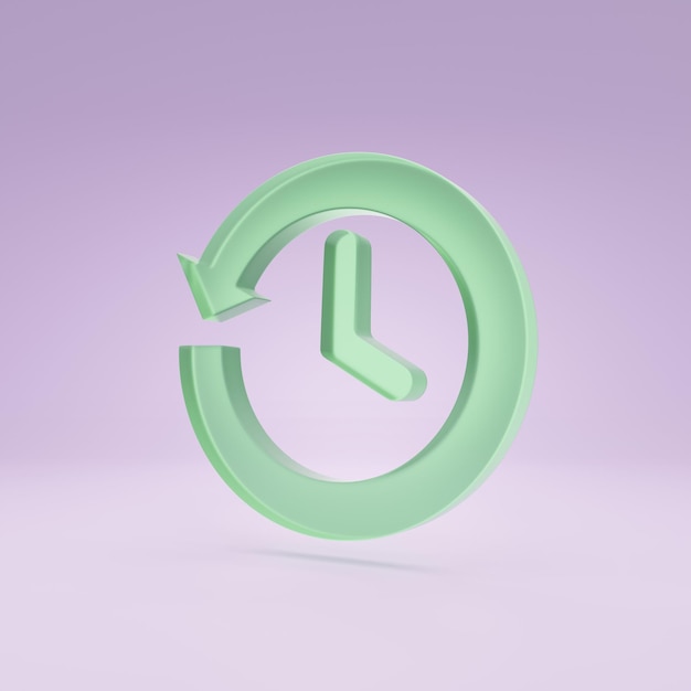 Minimal history icon by clock hands and arrow 3D render illustration