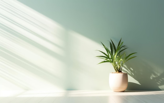 Minimal home decore with a plant shadow coming from window