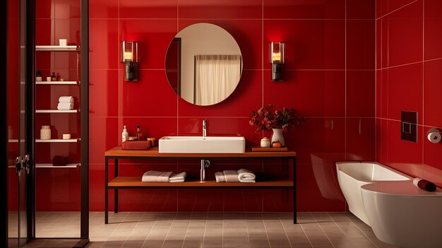 Photo a minimal hotel bathroom with white square tile