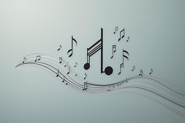 Foto illustrazione minima di una nota musicale che galleggia su linee