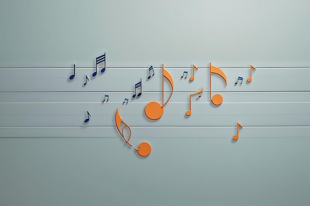 線に浮かぶ音楽音符の最小画像