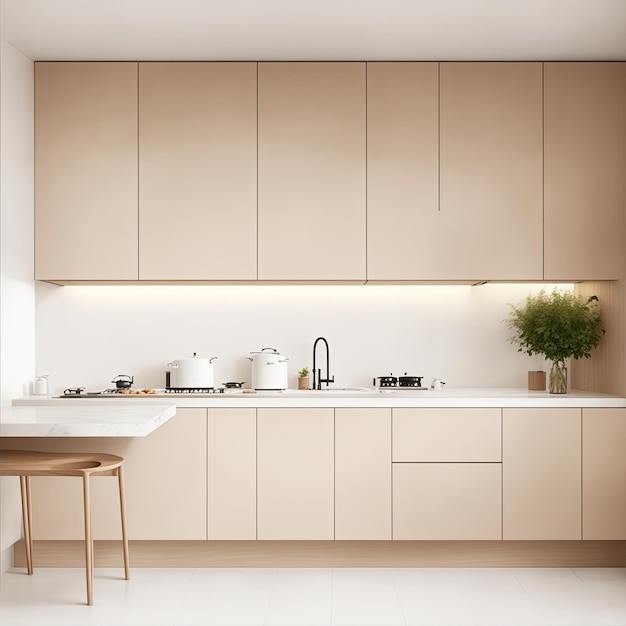 Minimal Interior design of a kitchen