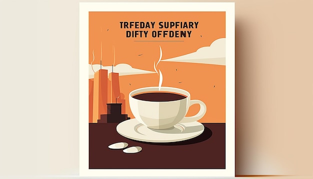 최소한의 국제 커피의 날 포스터 디자인