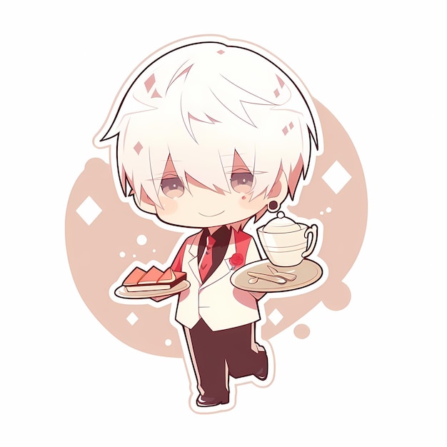 White Hair Anime Boy - Anime Boys - Sticker