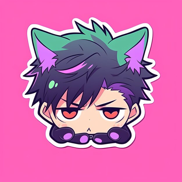 Minimal Japanese Kawaii Dog Boy Chibi Anime Vector Art Sticker with Clean Bold Line Cute Simple