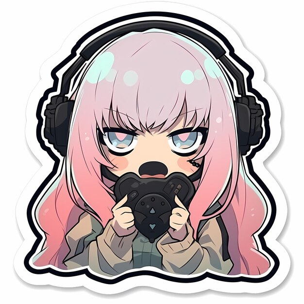 Anime Gaming Cute Anime Girl' Sticker