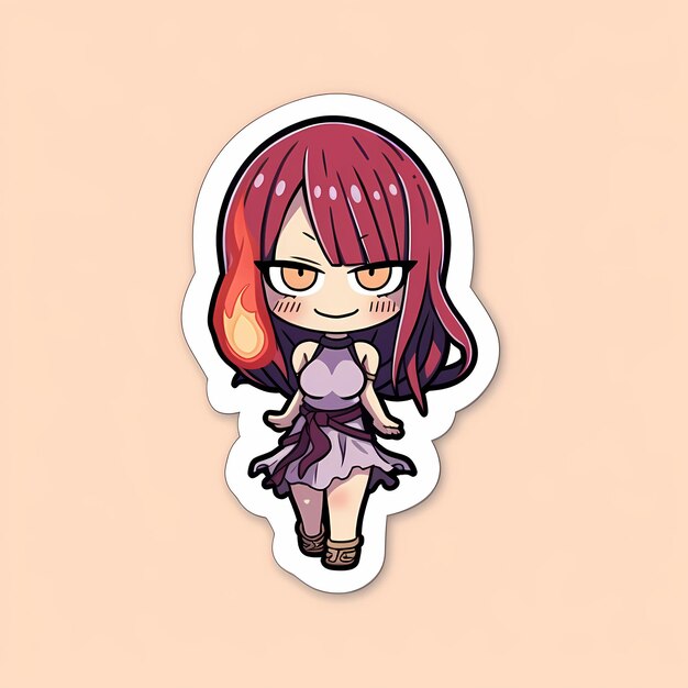 Minimal Japanese Kawaii Magical Girl Chibi Anime Vector Art Sticker with Clean Bold Line Cute Simp