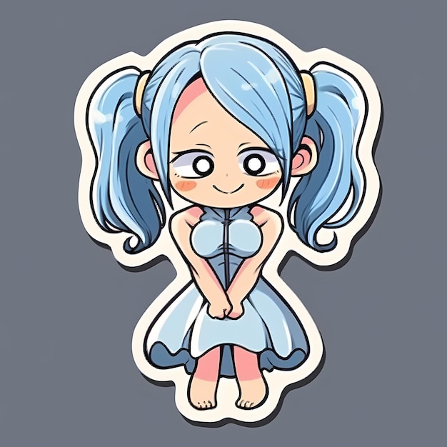 Minimal Japanese Kawaii Magical Girl Chibi Anime Vector Art Sticker with Clean Bold Line Cute Simp