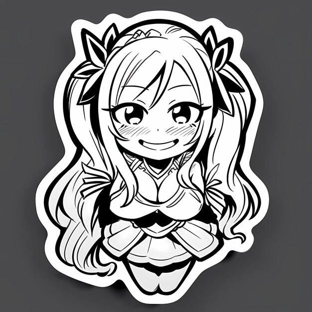 Minimal Japanese Kawaii Magical Girl Chibi Anime Vector Art Sticker with Clean Bold Line Cute Simp