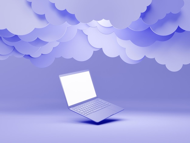 Minimal laptop with flat clouds on top