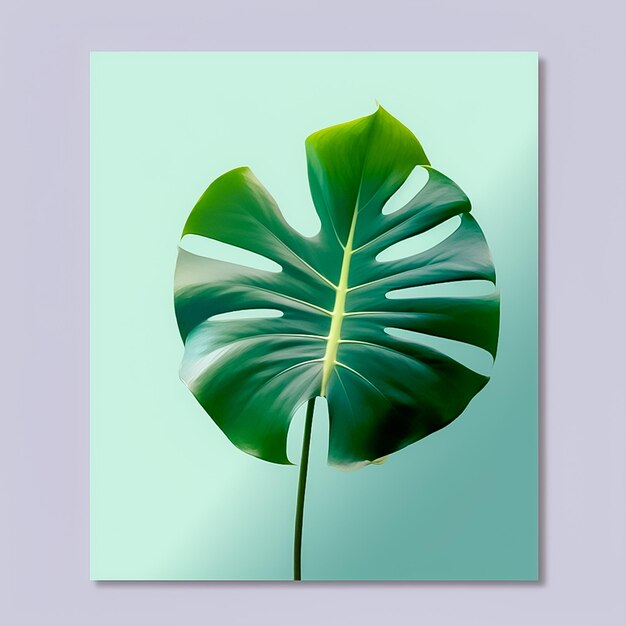 Photo minimal leaf frame image on wall ai generated