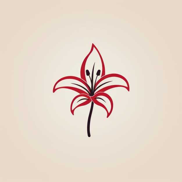 Photo minimal lily flower icon on dark beige background