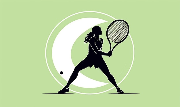 Foto line art minimale di un giocatore di tennis ai generativo