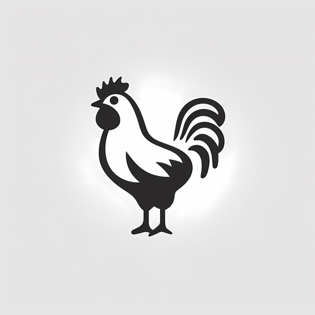 Photo minimal line graphic bold a chicken white background black line mono tone